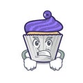 Angry blueberry cupcake mascot cartoon