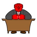 Angry boss in boxing gloves. Red honcho. Ferocious master Royalty Free Stock Photo