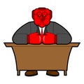 Angry boss in boxing gloves. Red honcho. Ferocious master Royalty Free Stock Photo