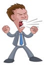 Angry Boss Business Man In Suit Cartoon Shouting