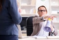 Angry boss dismissing employee for bad underperformance