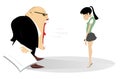 Angry boss and employee woman illustration Royalty Free Stock Photo