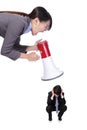 Angry boss with megaphone yelling to Staff Royalty Free Stock Photo
