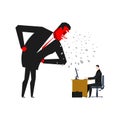 Angry Boss is scolding manager. Office life. Businessman screaming at subordinate. Desktop at computer. Punishment at work. Royalty Free Stock Photo