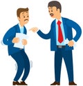 Angry boss shouting to employee. Conflict in office between chief and worker, stressed subordinate