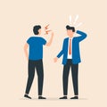 Angry boss shouting to employee. Conflict in office between chief and worker Royalty Free Stock Photo