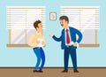 Angry boss shouting to on employee. Conflict in office between boss and worker due to a mistake Royalty Free Stock Photo