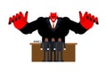 Angry boss at table. business manager anger man. Businessman table work