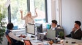 Angry boss throwing papers and yelling at the office. Boss getting mad at employees Royalty Free Stock Photo