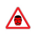 Angry Boss Warning sign red. Evil Head Hazard attention symbol.