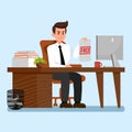 Angry Boss at Workplace Flat Vector Illustration