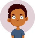 Angry Boy of African Ethnicity Frowning Upset Vector Character