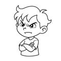 Angry Boy Expression BW