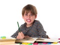 Angry boy hates learning Royalty Free Stock Photo