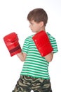 Angry boy pugilist Royalty Free Stock Photo