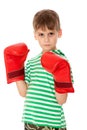 Angry boy pugilist Royalty Free Stock Photo