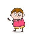 Angry Boy Showing Slap - Cute Cartoon Fat Kid Illustration Royalty Free Stock Photo
