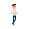 angry boy teen walking cartoon vector