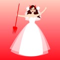 Angry Bride. Cute Bride Expression Faces.Evil Bride Royalty Free Stock Photo