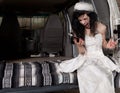 Angry bride screaming at her phone Royalty Free Stock Photo