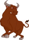 Angry brown bull cartoon