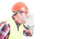 Angry builder or constructor yelling at somebody Royalty Free Stock Photo