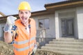 Angry builder screaming at somebody Royalty Free Stock Photo