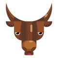 Angry bull face emoji, annoyed and sad cow icon isolated emotion sign Royalty Free Stock Photo