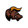 Angry bull head. Buffalo Mascot Head. Design element for logo, label, sign, badge Royalty Free Stock Photo