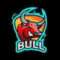 angry bull head e-sport team logo mascot with lightning Royalty Free Stock Photo