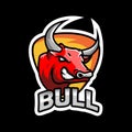 angry bull head e-sport team logo mascot Royalty Free Stock Photo
