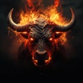 Angry bull head with fire Royalty Free Stock Photo