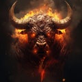 Angry bull head with fire Royalty Free Stock Photo