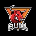 Angry bull head mascot vector, e-sport team logo Royalty Free Stock Photo