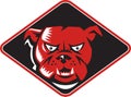 Angry Bulldog Head Front Retro