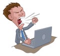 Angry Business Man Boss Shouting at Laptop Cartoon