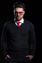 Angry business man with hands in pockets Royalty Free Stock Photo