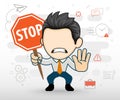 Angry business man showing stop sign Royalty Free Stock Photo