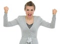 Angry business woman shouting in camera Royalty Free Stock Photo