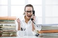 Angry Business woman Shouting At Phone Royalty Free Stock Photo