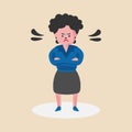 A angry business woman shouting or screaming expression.Shouting,anger emotion, facial expression.Full Human body.Vector