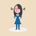 A angry business woman shouting or screaming expression.Shouting,anger emotion, facial expression.Full Human body.Vector