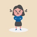 A angry business woman shouting or screaming expression.Shouting,anger emotion, facial expression.Full Human body.Vector