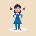 A angry business woman shouting or screaming expression.Shouting,anger emotion, facial expression.Full Human body.Vector