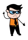 Angry Businessman Cartoon with one hand raised