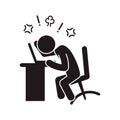 Angry businessman at the desk icon. Vector.