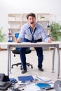 The angry businessman frustrated with too much work Royalty Free Stock Photo