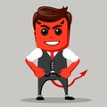 Angry businessman. Male as a devil. Business man red as a demon.