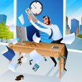 Businessman Goes Mad in Office Vector Illustration Royalty Free Stock Photo