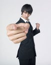 Angry businessman pointing big finger Royalty Free Stock Photo